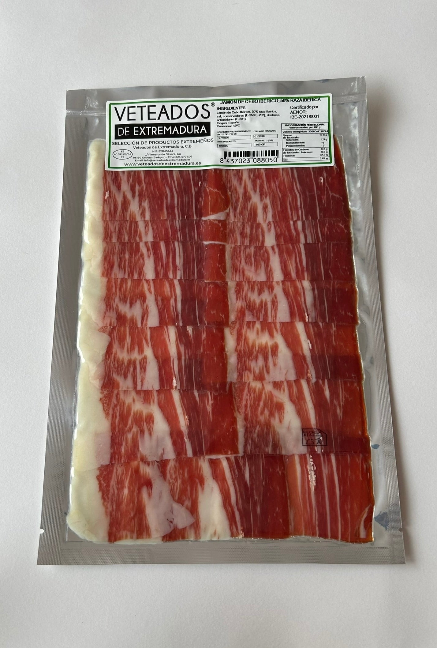 Jamón de Cebo Ibérico 50% Raza Ibérica Loncheado 100g